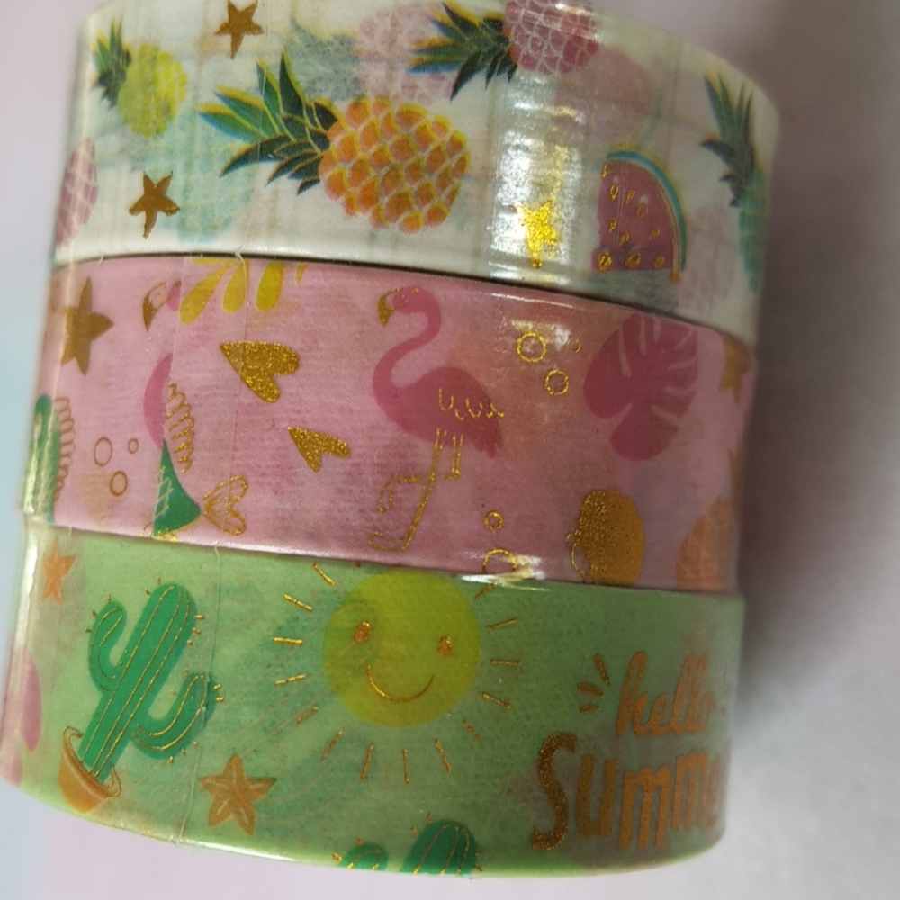 3 pcs Flamingo Summer Fruits Washi Tape Masking Tape (5m/roll)